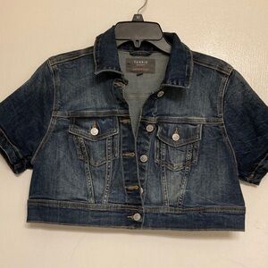 Torrid Dark Wash Cropped Denim Jacket - Dark Blue